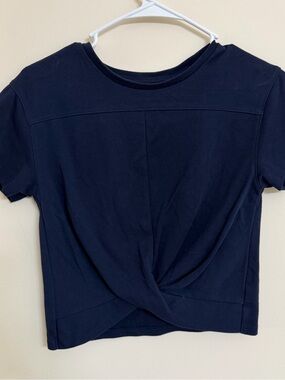 Habitual Girl’s Navy Twist-Front Short Sleeve Top